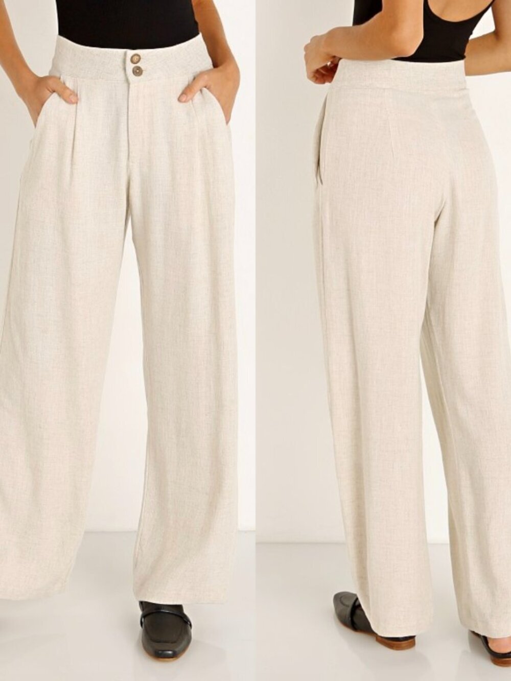 Stillwater Natural Cream Oat Linen Blend All Summer High Rise Pleated Pants